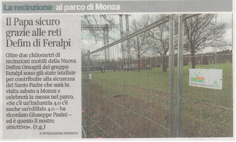 Defender HD, recinzione la sicurezza di Papa Francesco a Monza